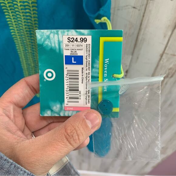 NWT Calypso St. Barth for Target Blue Woven Side Cinch Cotton Top Lightweight - Picture 4 of 6